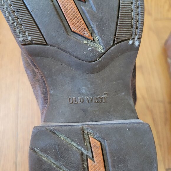 Old West Leather Cowboy Boots 5D Square Toe Western Grunge Womens 6.5 - Picture 11 of 13